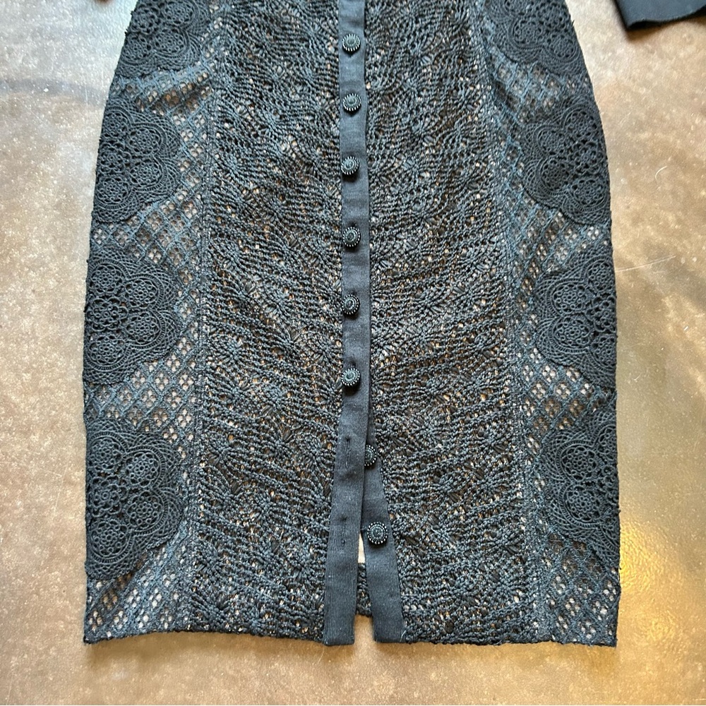 ANTHROPOLOGIE brand Beguile by Byron Lars- size 0 Black Long Sleeve Lace Dress - Picture 8 of 17